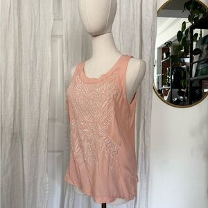 Maurices Pink Sleeveless Tank Top with Lace Detail